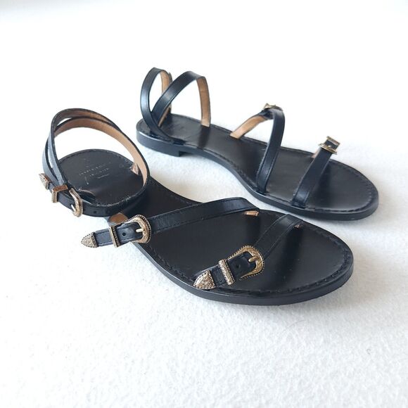 Sezane Shoes - Sezane Black Leather Sandals